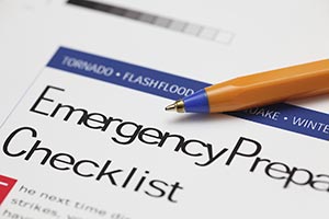 A close-up of an emergency preparation checklist