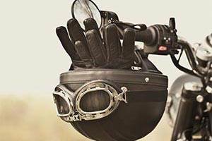 Motorcycle helmet and gloves